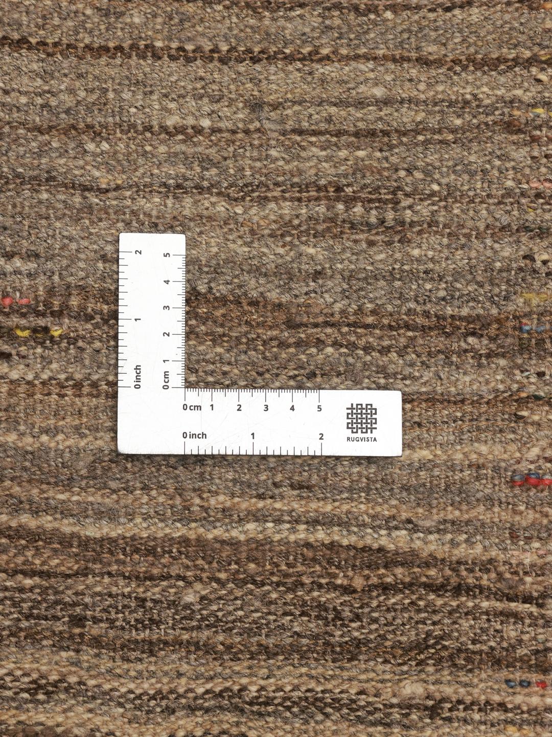 Tapis Kelim Nimbaft afghan tissé à la main, de couleur marron avec des accents touffetés colorés