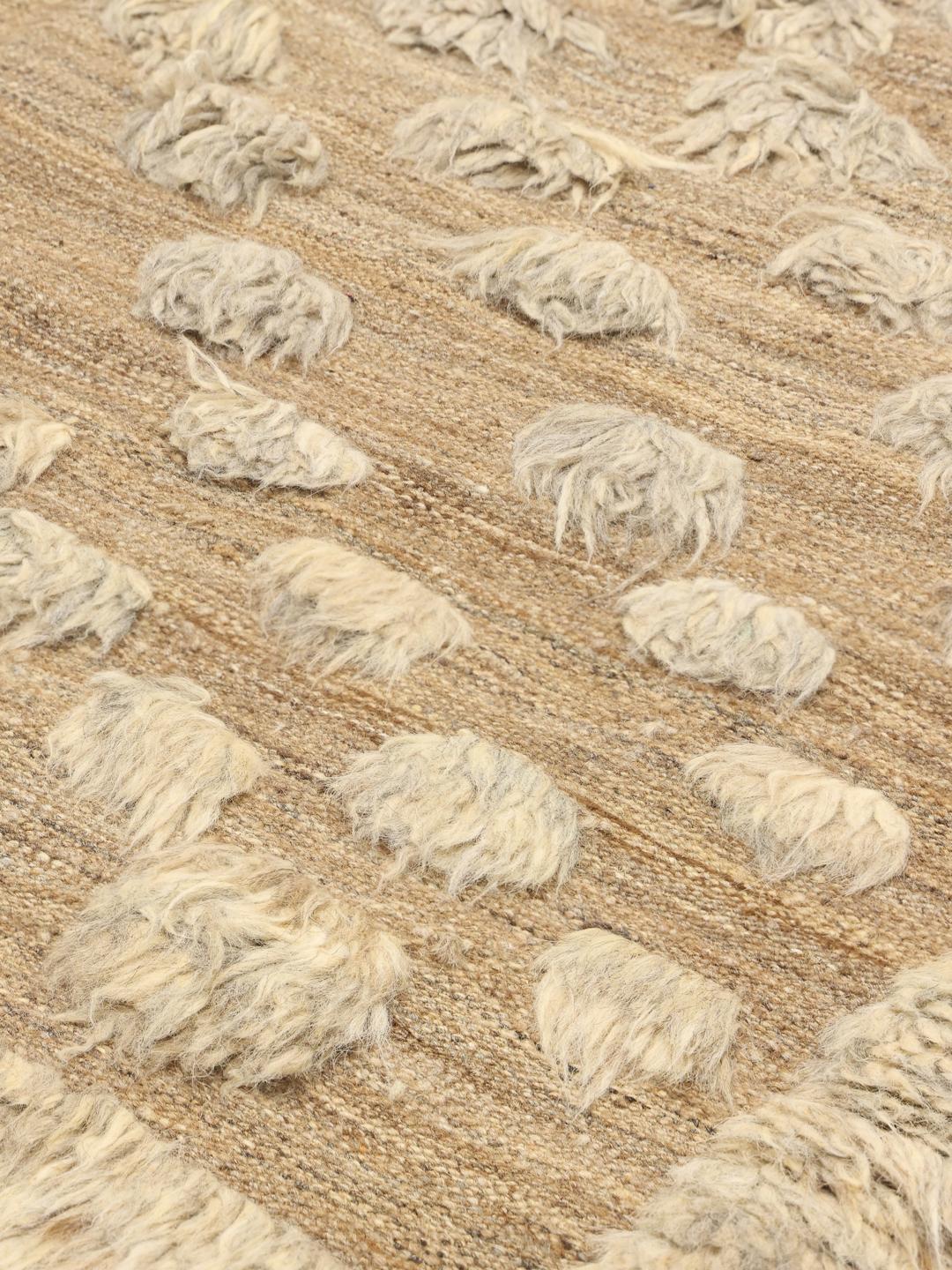 Tapis Kelim Nimbaft tissé à la main beige