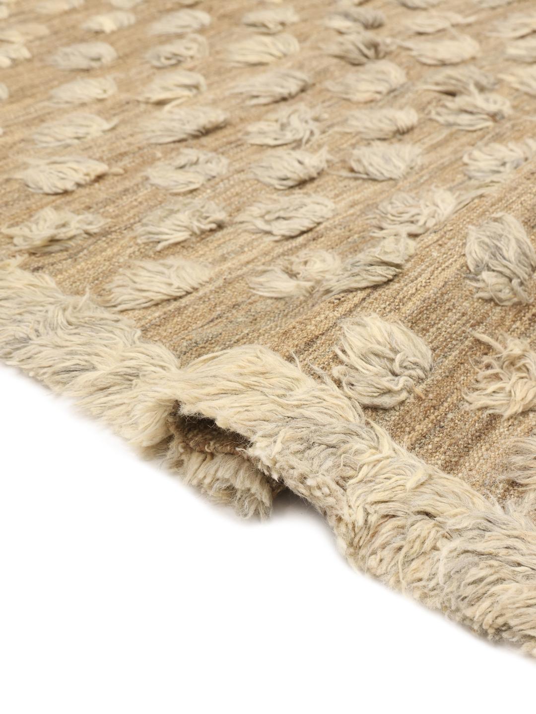 Tapis Kelim Nimbaft tissé à la main beige