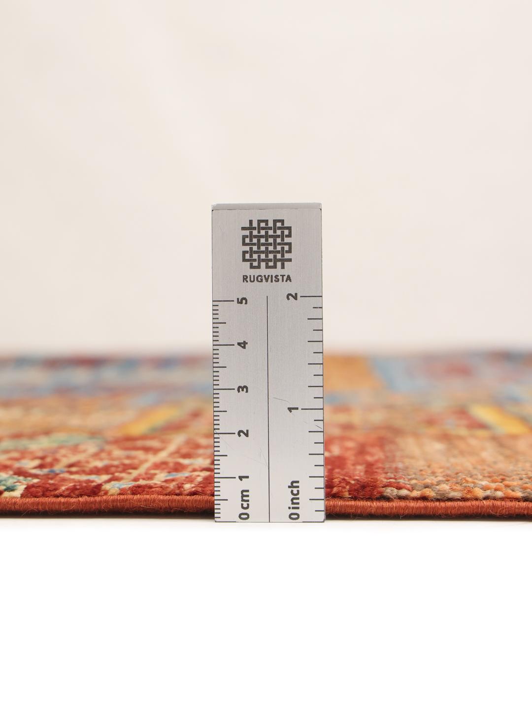 Hand-knotted Afghan rug in multicolor with traditional patterns