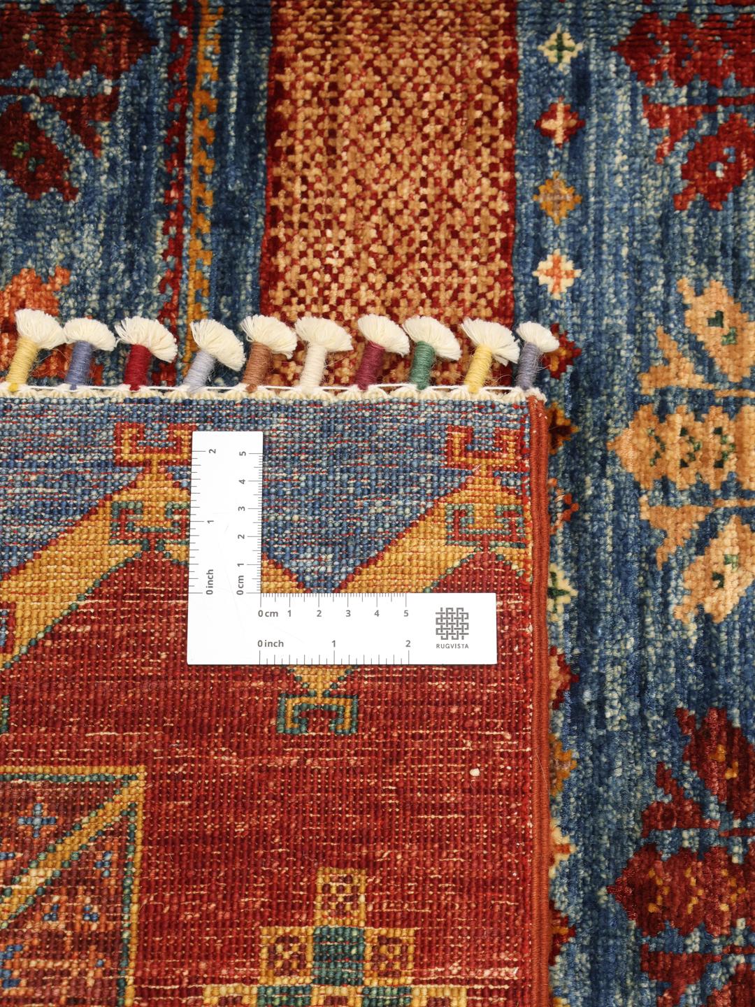 Hand-knotted Afghan rug in multicolor with traditional patterns