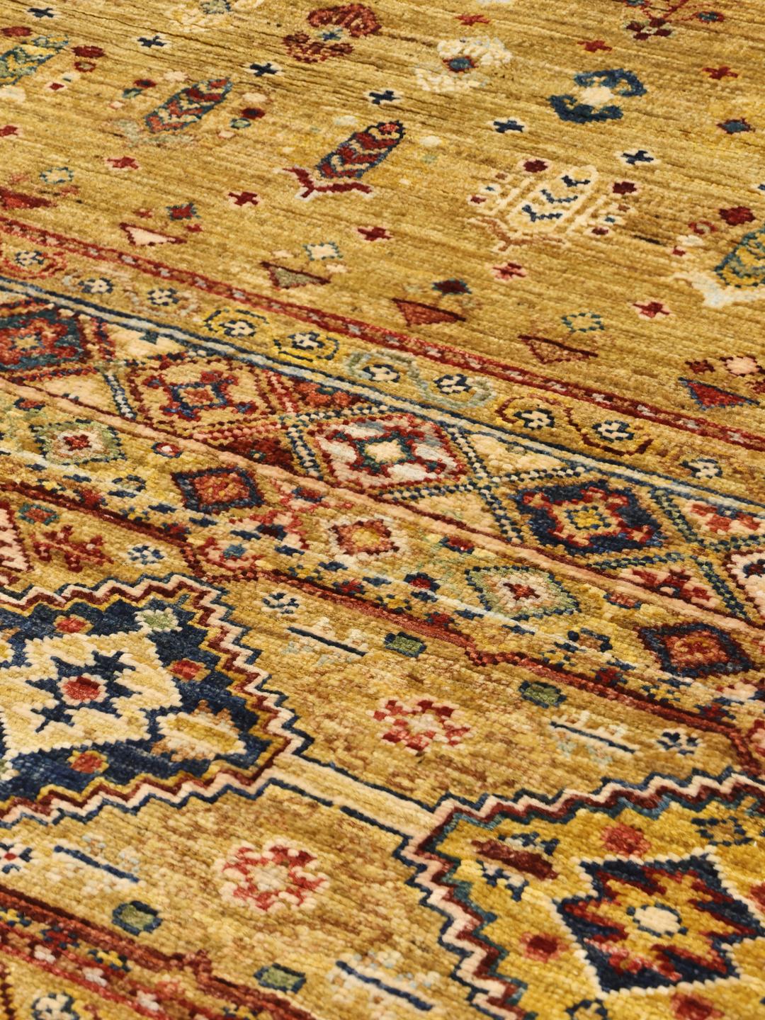 Hand-knotted Afghan rug in multicolor Wool with traditional geometric patterns