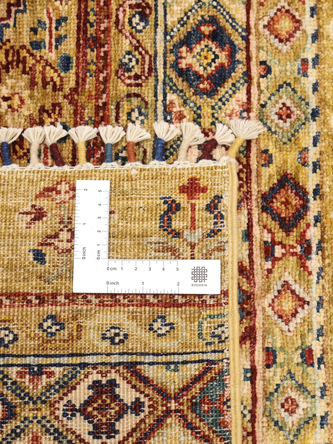 Hand-knotted Afghan rug in multicolor Wool with traditional geometric patterns