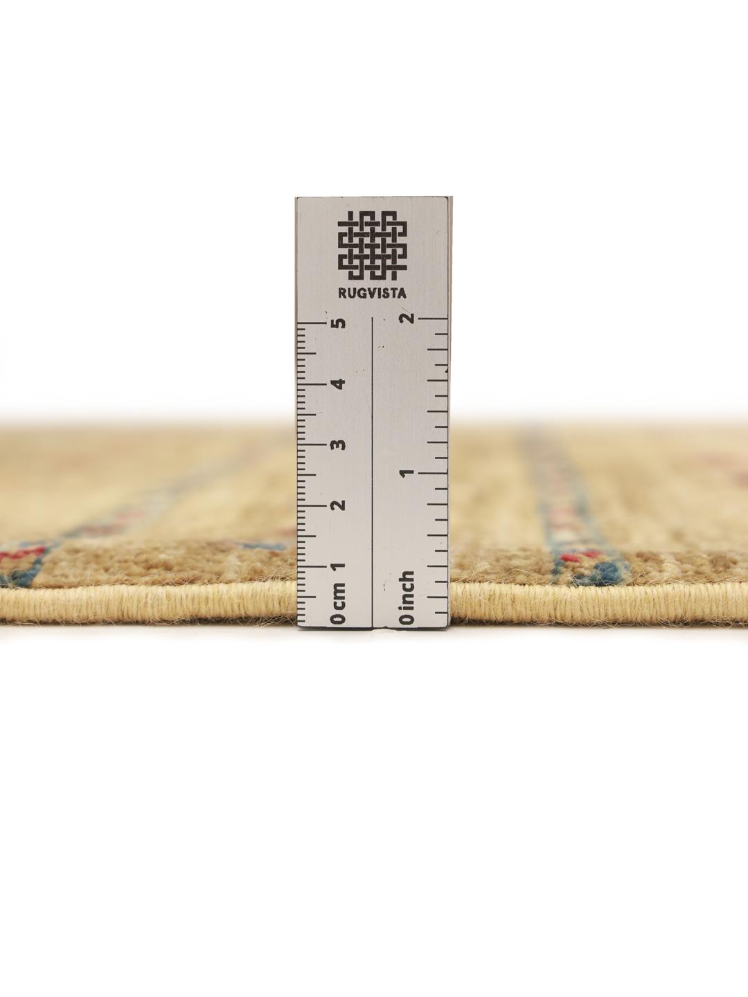 Hand-knotted Afghan runner rug in brown with geometric patterns