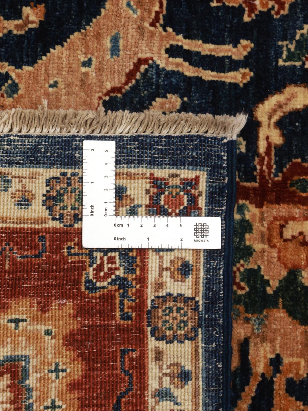 Tapis afghan en bleu foncé et rouge