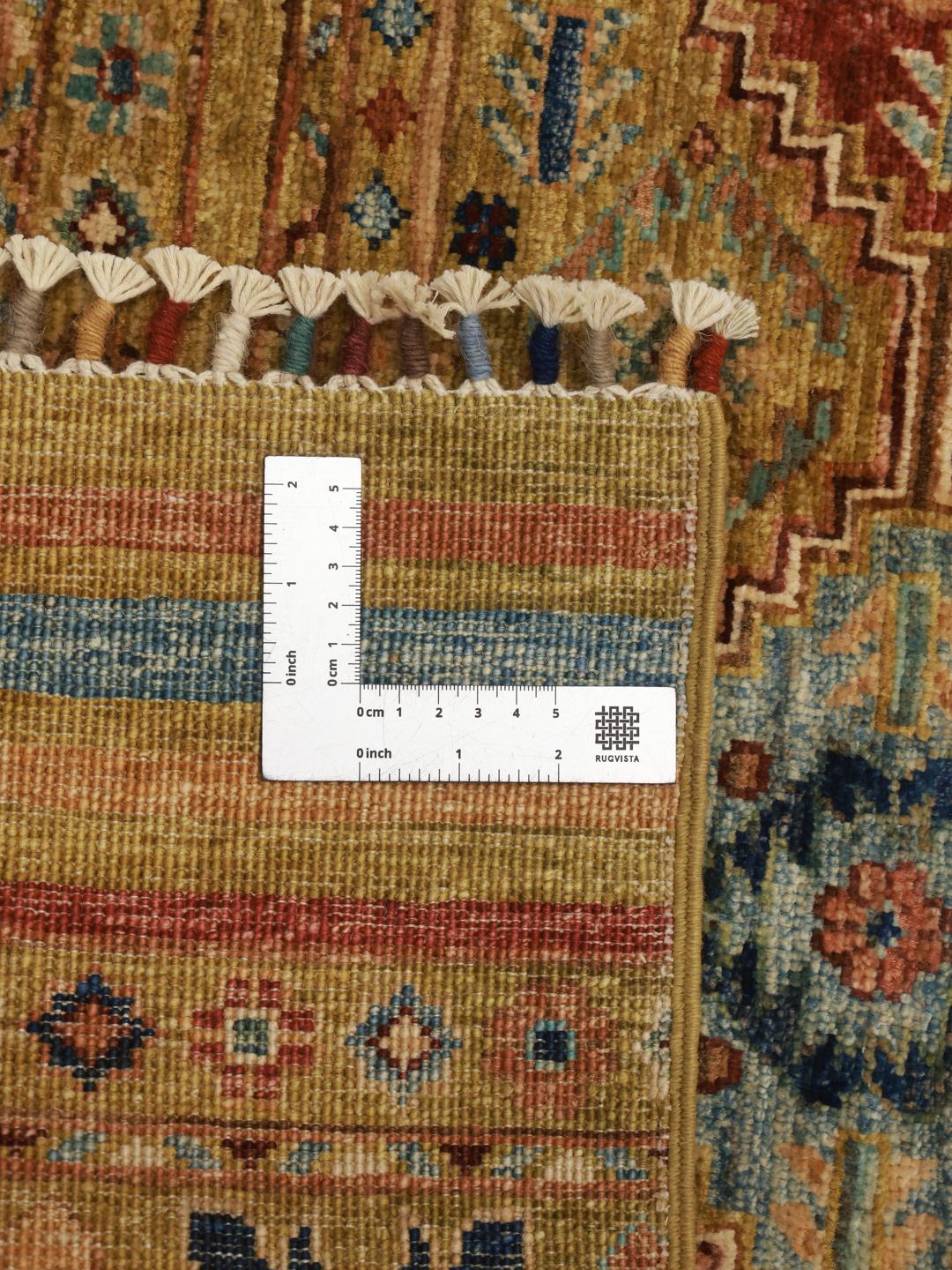 Handgeknoopte Afghaanse wollen loper in veelkleurig met tribale en gestreepte motieven