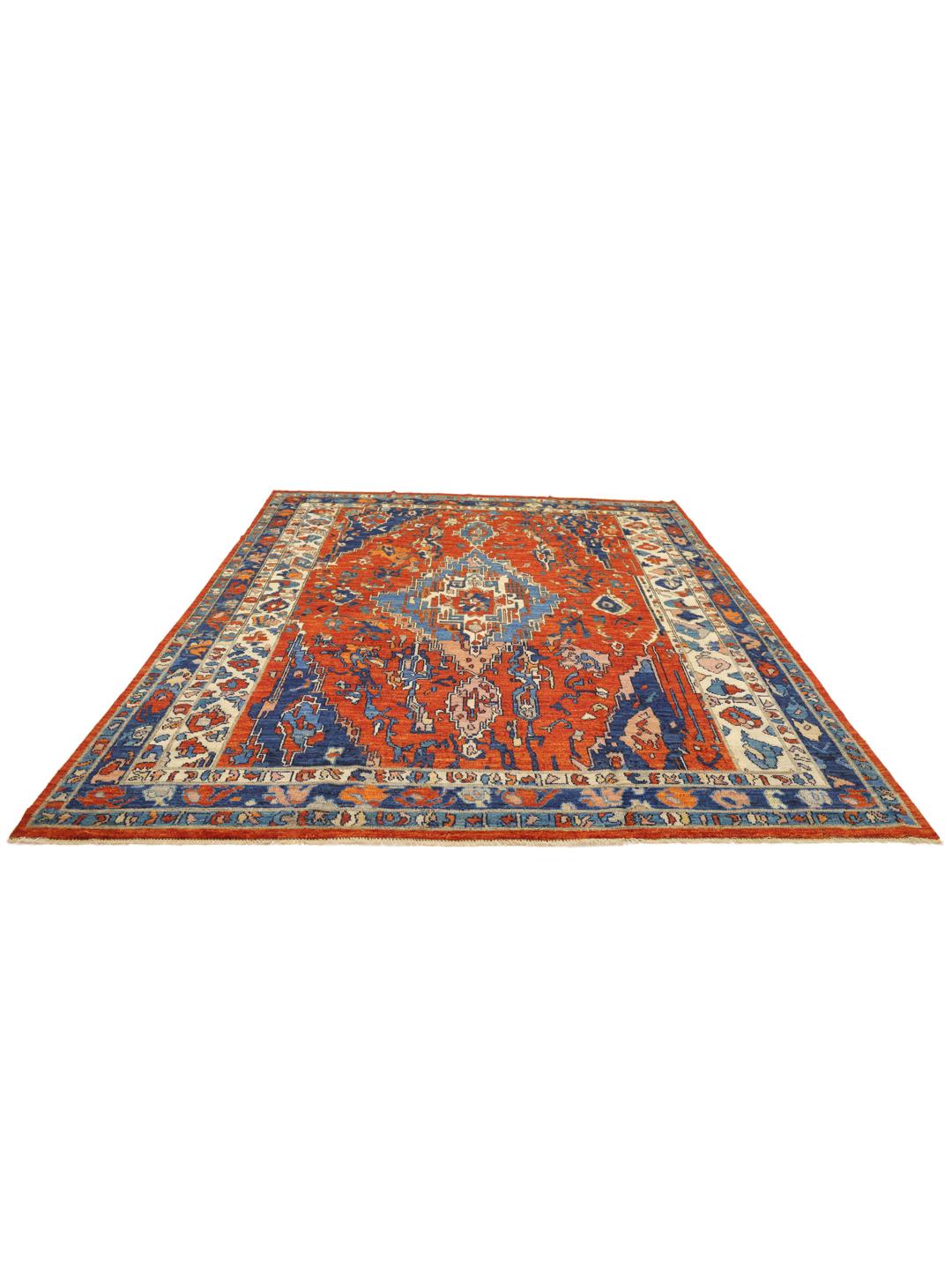 Handgemaakt Afghaans tapijt in rood en blauw