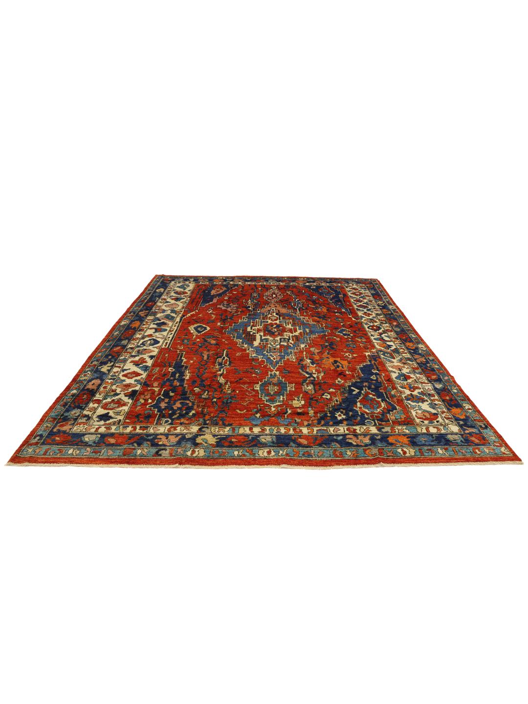 Handgemaakt Afghaans tapijt in rood en blauw
