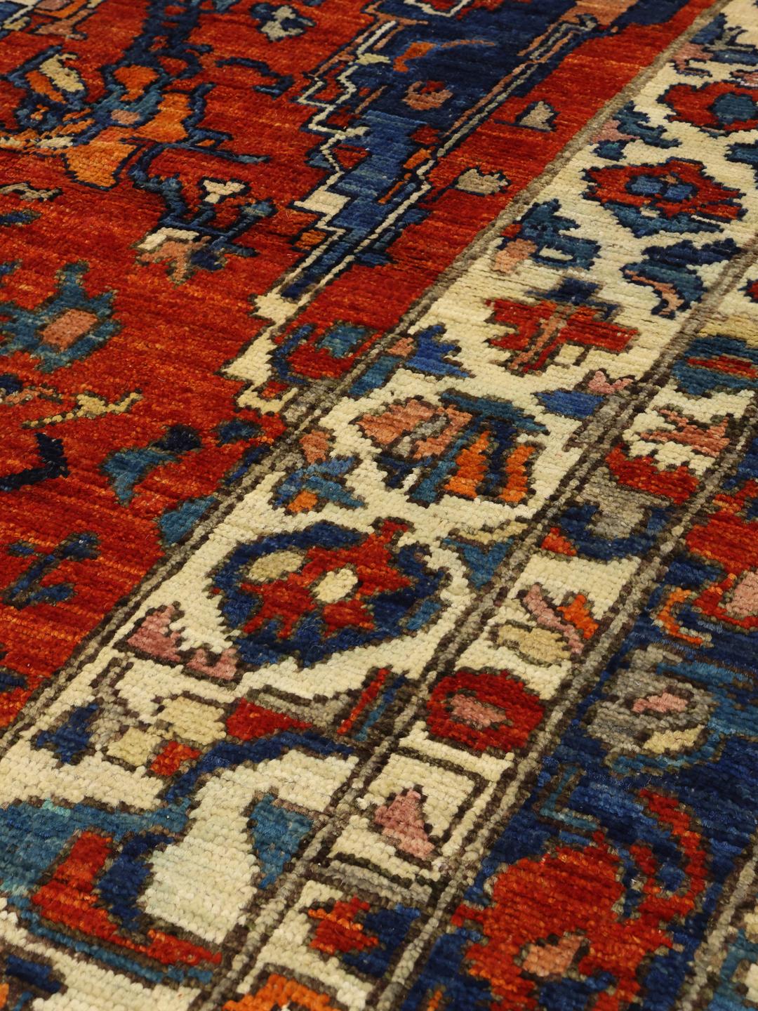 Handgemaakt Afghaans tapijt in rood en blauw