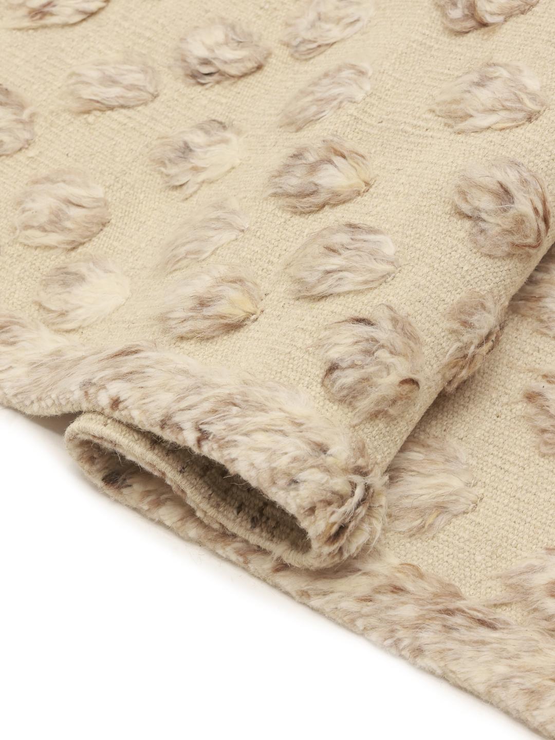 Hand-knotted Berber Style rug from the Middle East in a neutral beige tone