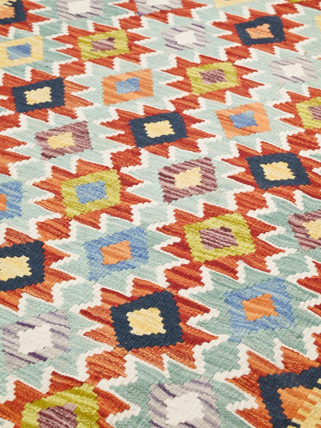 Handgeweven meerkleurig wollen vloerkleed uit Afghanistan