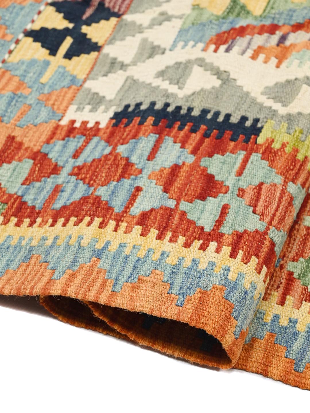 Handgeweven multicolor wollen vloerkleed uit Afghanistan