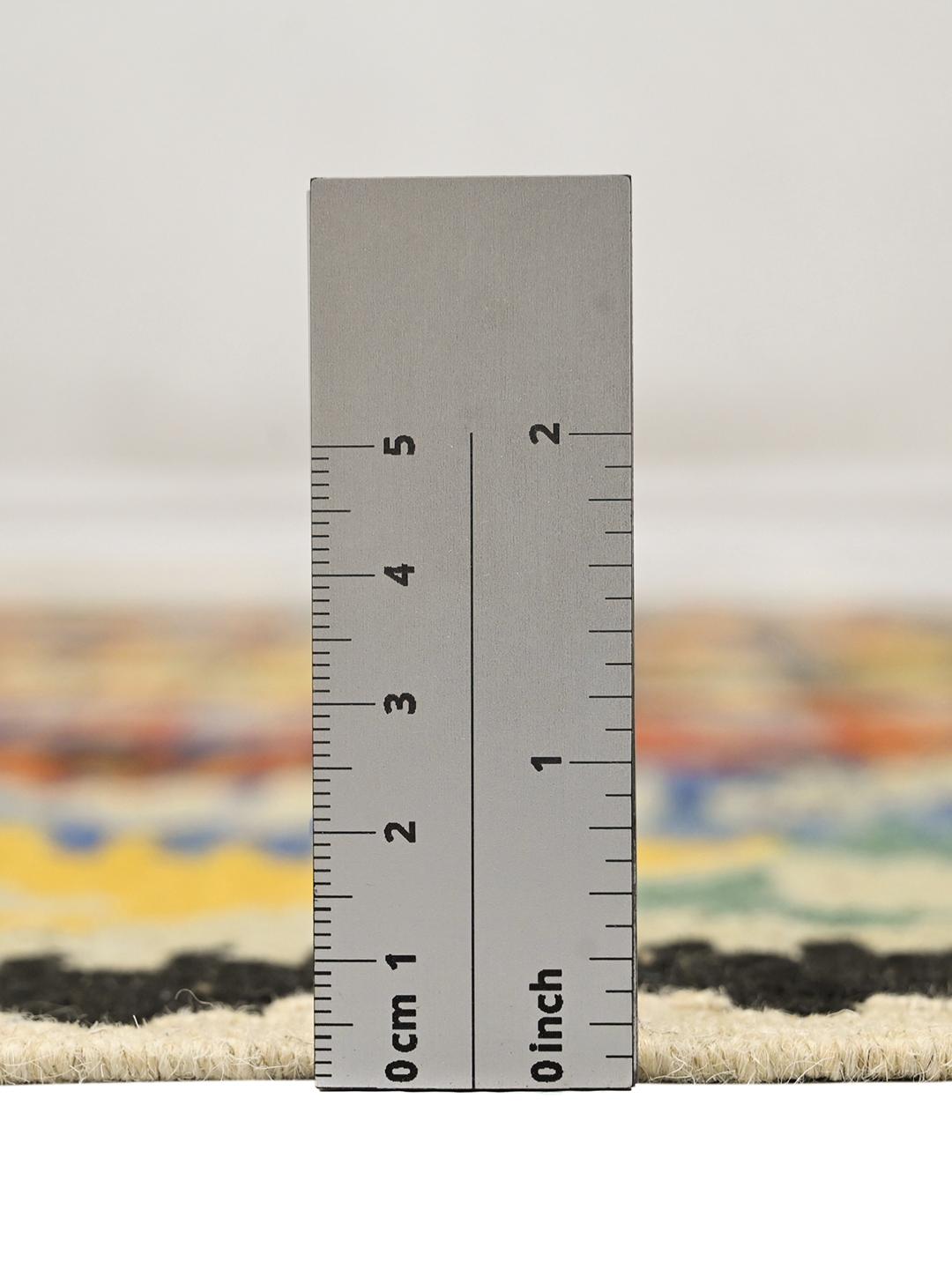 Tappeto Kelim afghano tessuto a mano con vivaci motivi geometrici in lana multicolore