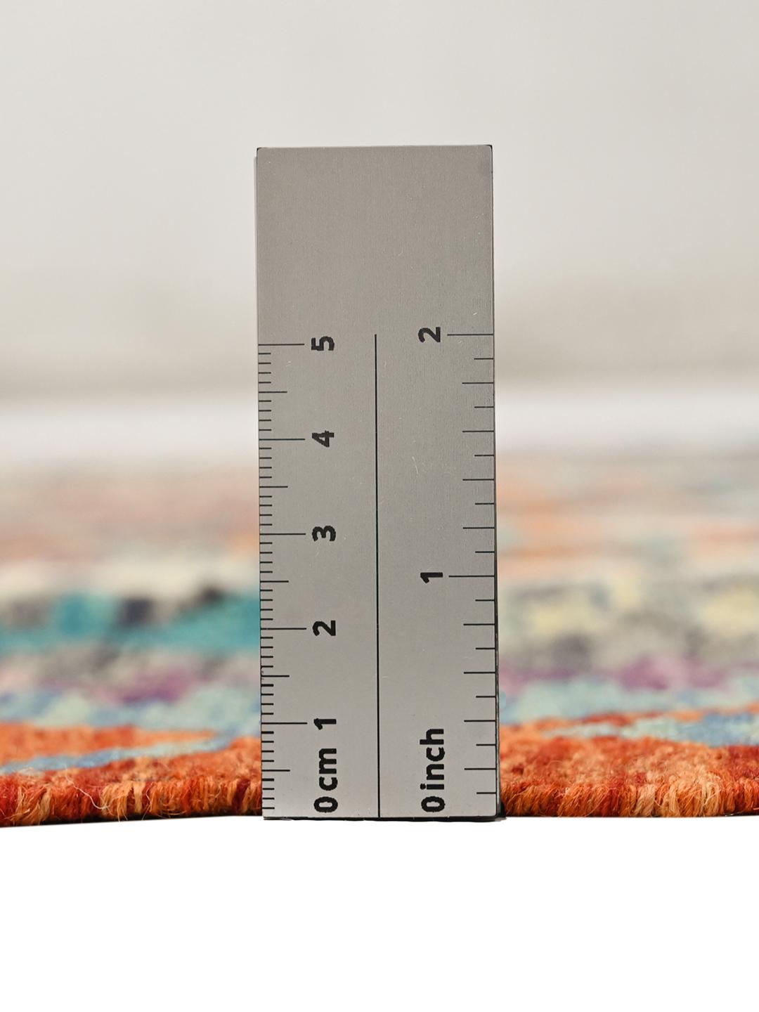 Hand-woven Afghan Kelim rug with vibrant multicolor geometric diamond patterns