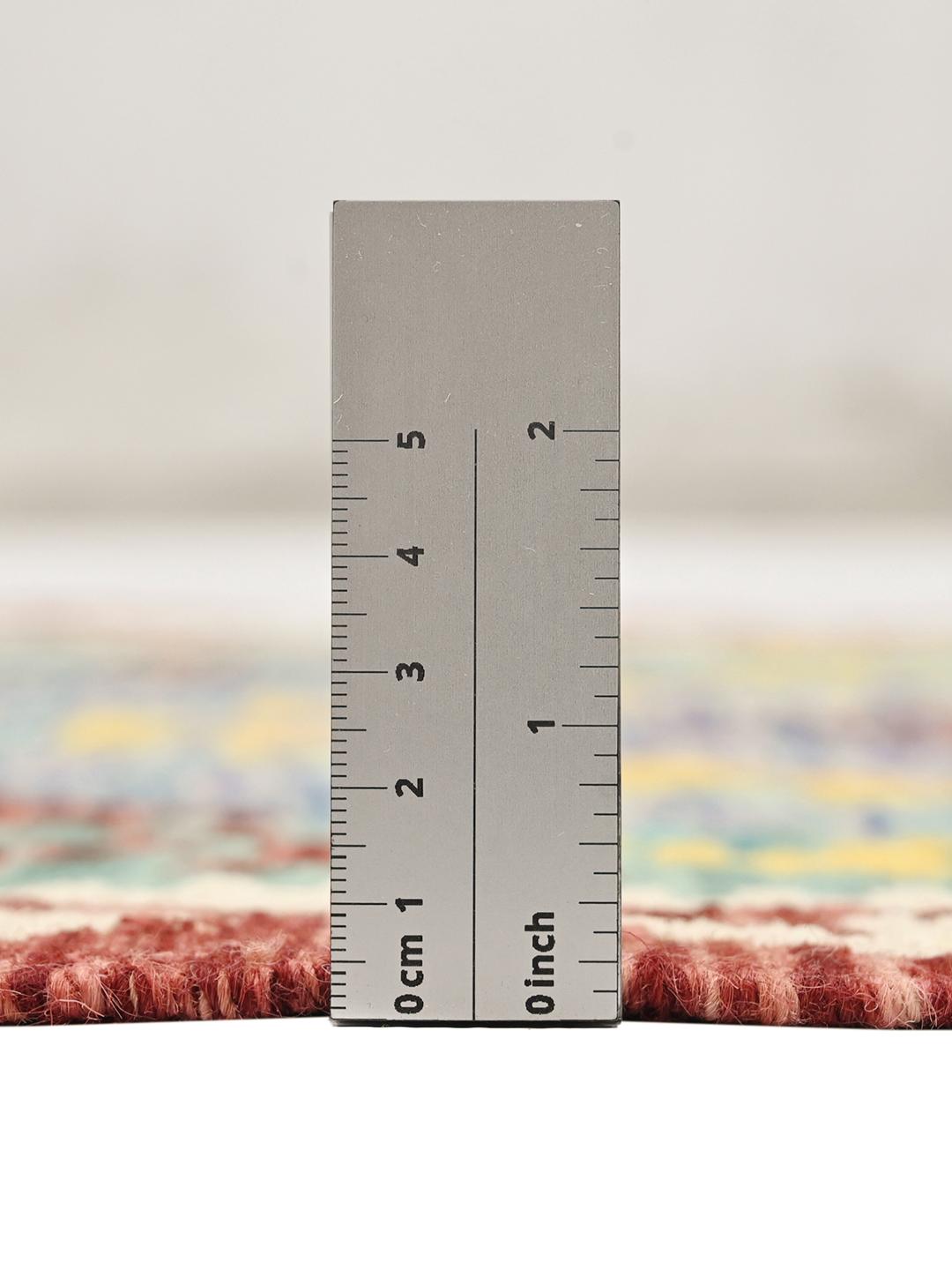Hand-woven Afghan runner with vibrant geometric patterns in multicolor Wool