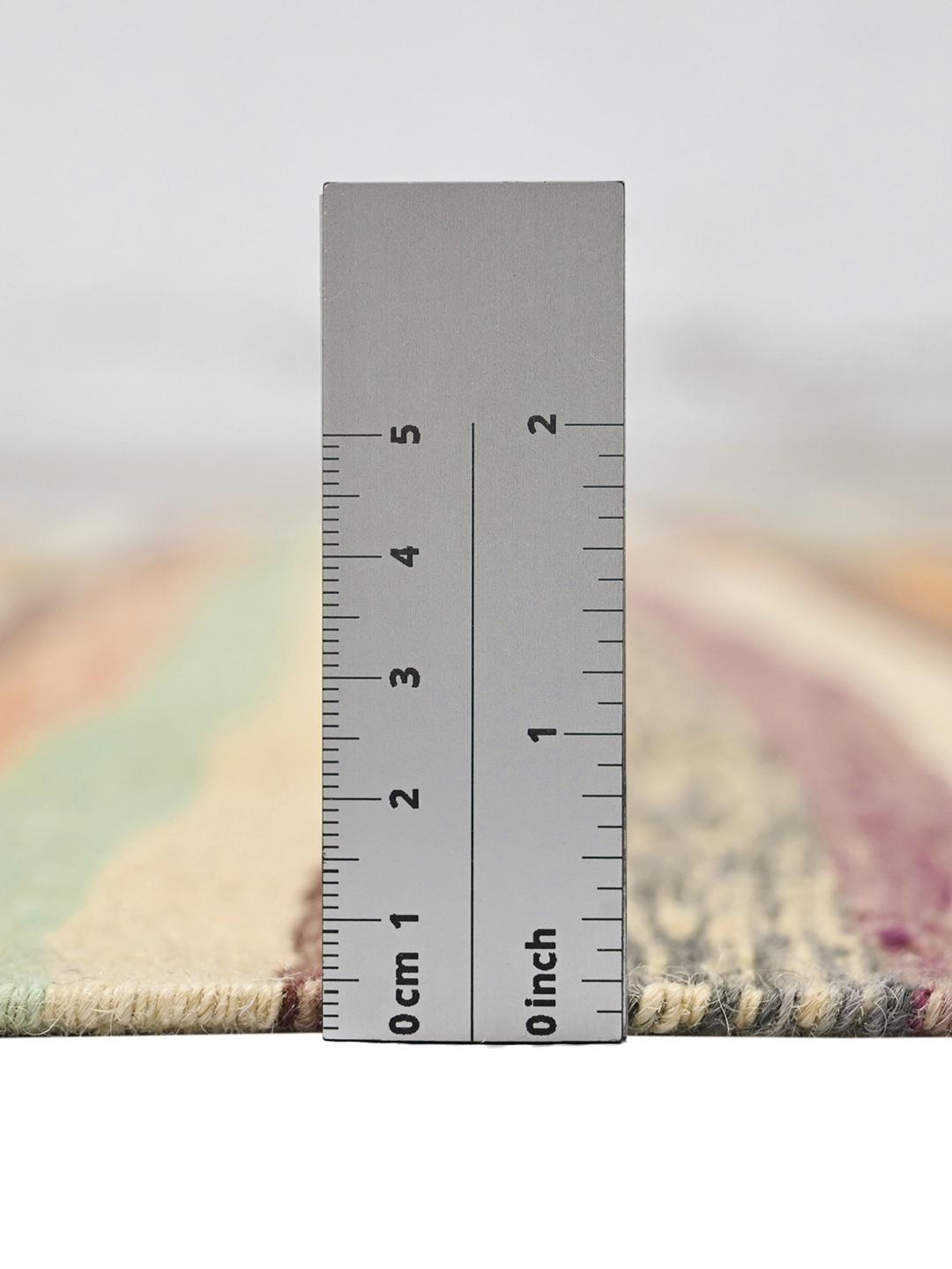 Tappeto Kilim tessuto a mano proveniente dall'Afghanistan con motivo a righe multicolore
