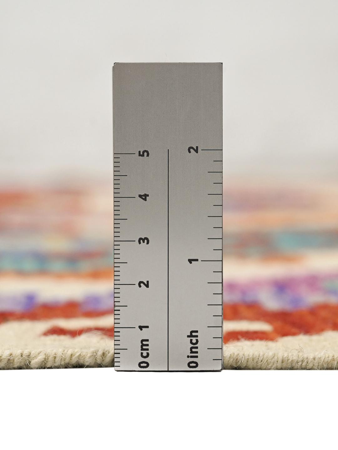 Hand-woven Afghan Kelim rug with vibrant multicolor diamond patterns