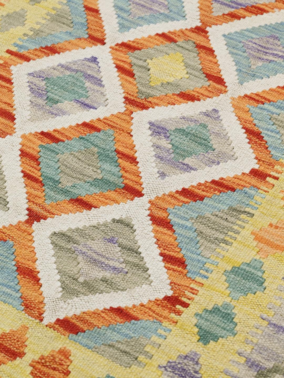 Hand-woven multicolor Kelim Afghan Old Style rug from Afghanistan