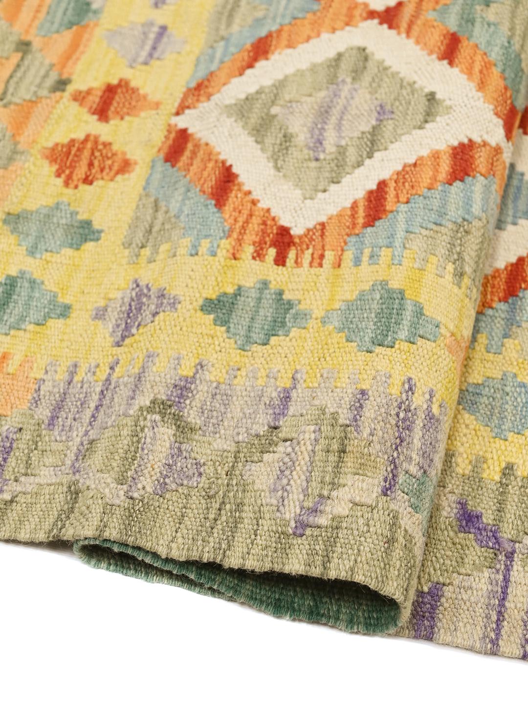 Hand-woven multicolor Kelim Afghan Old Style rug from Afghanistan