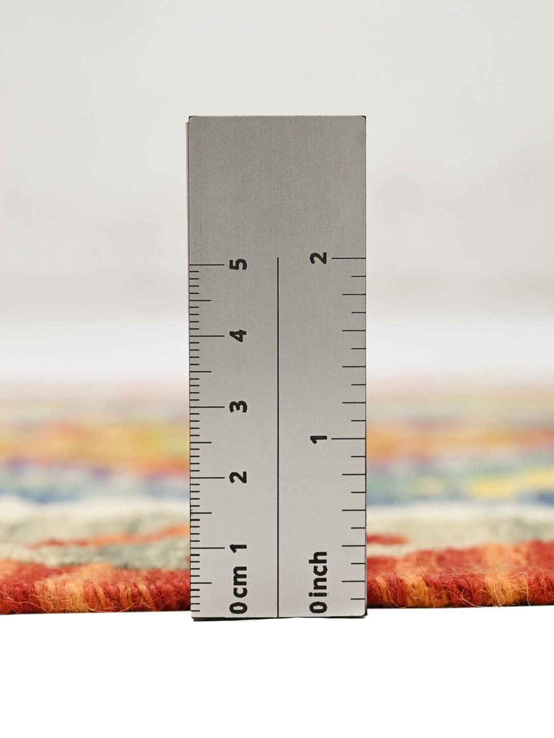 Hand-woven Kelim Afghan wool runner rug in orange and multicolor