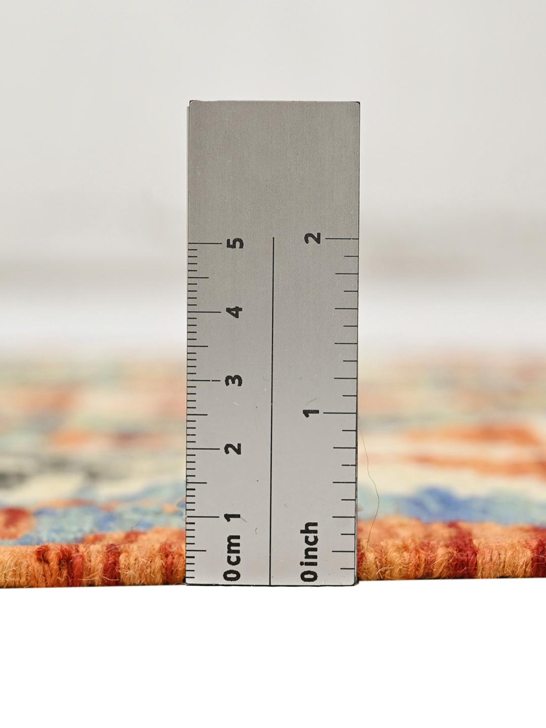 Hand-woven Kelim Afghan Old Style runner rug in orange and multicolor