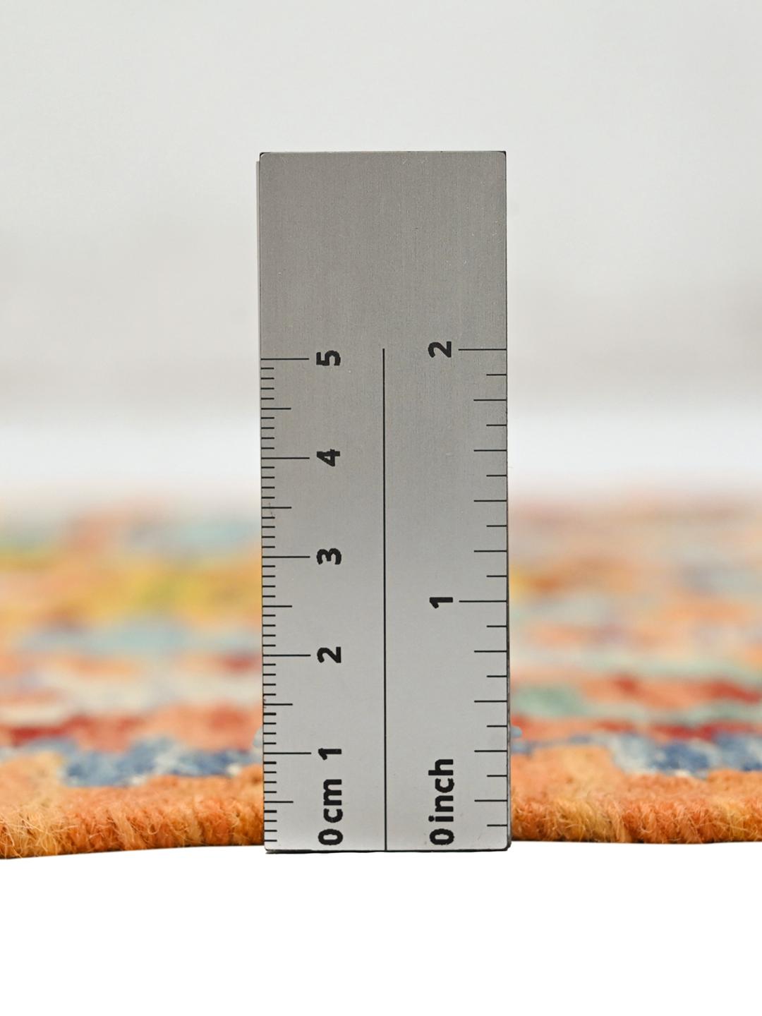 Hand-woven orange Kelim Afghan Old Style runner rug from Afghanistan