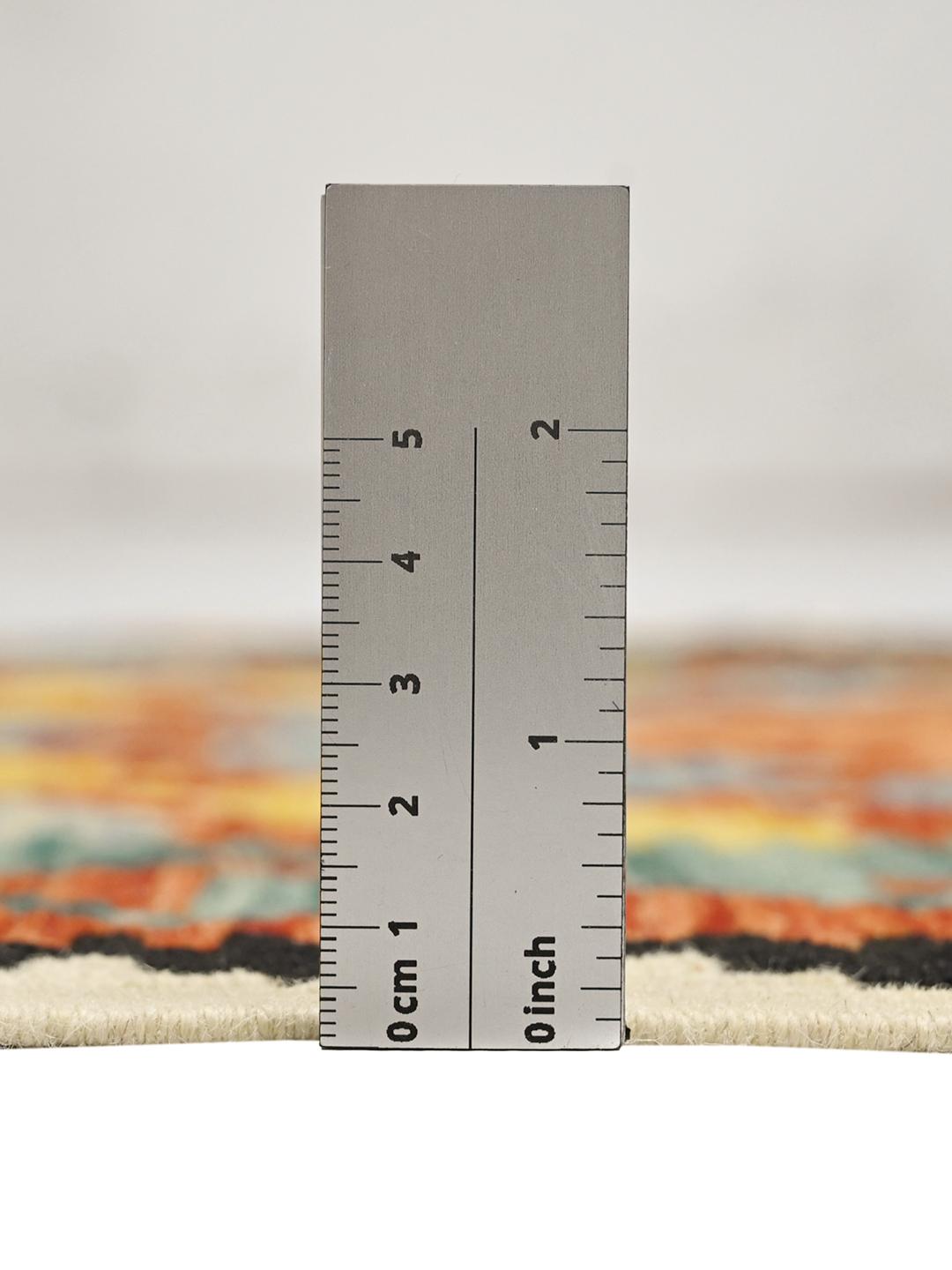 Hand-woven Afghan runner with a vibrant geometric pattern in multicolor Wool