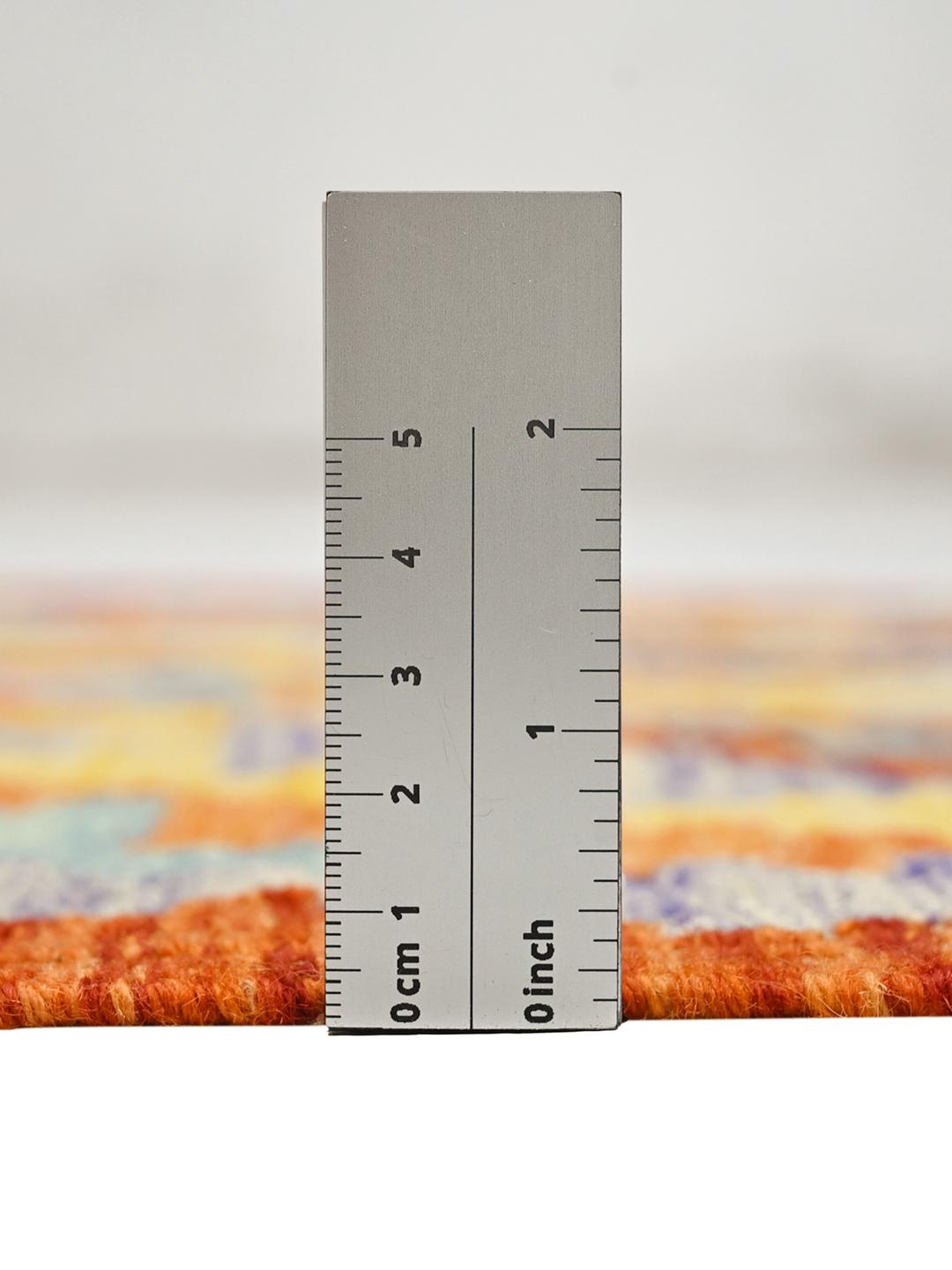 Hand-woven Afghan runner rug with vibrant geometric patterns in multicoloured Wool