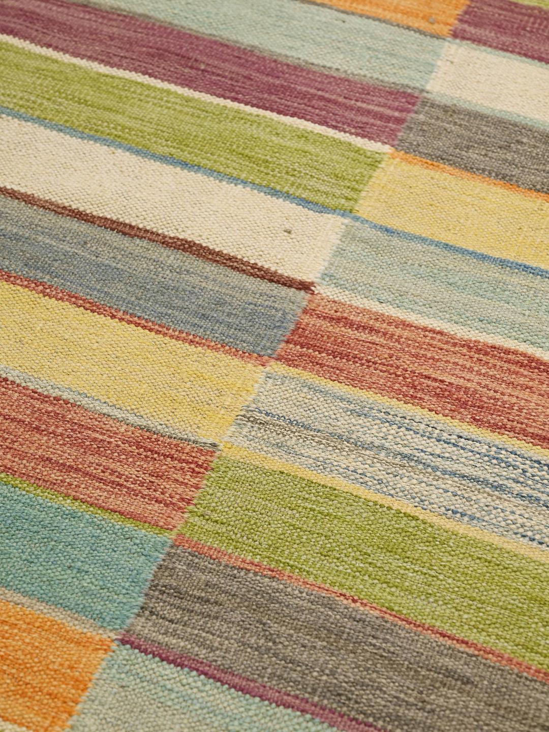 Håndvævet Kelim Modern løber med livlige, flerfarvede striber fra Afghanistan