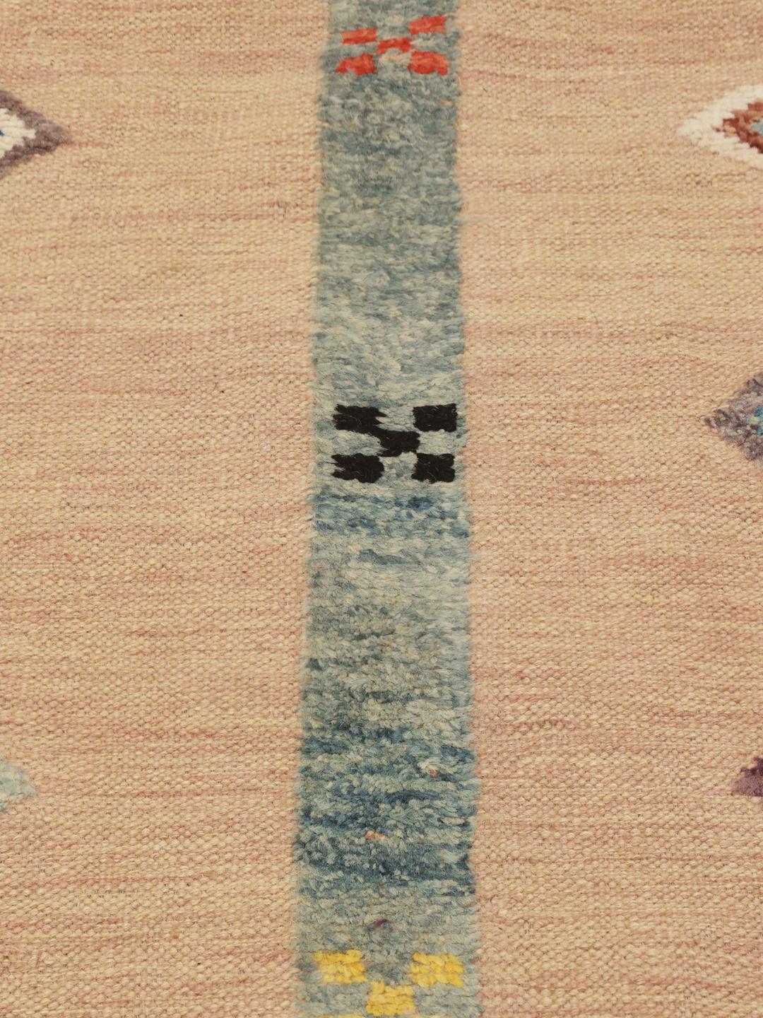 Authentiek Afghaans Kelim tapijt met geometrische motieven in beige en meerkleurig