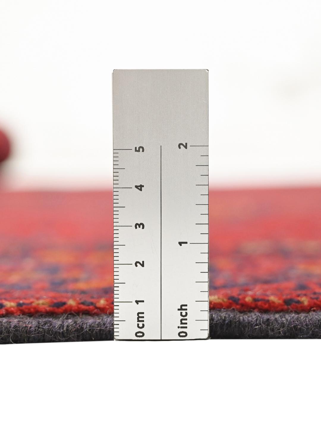 Handgeknoopt Afghaans Khal Mohammadi wollen tapijt in donkerrood en donkerblauw