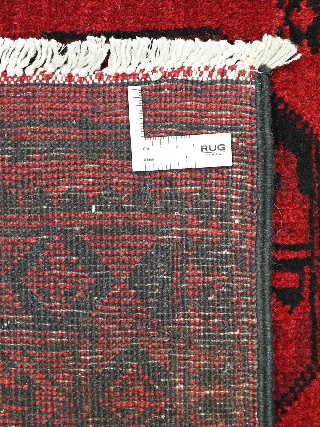 Handgeknoopt Afghaans Khal Mohammadi wollen tapijt in rood en donkergrijs