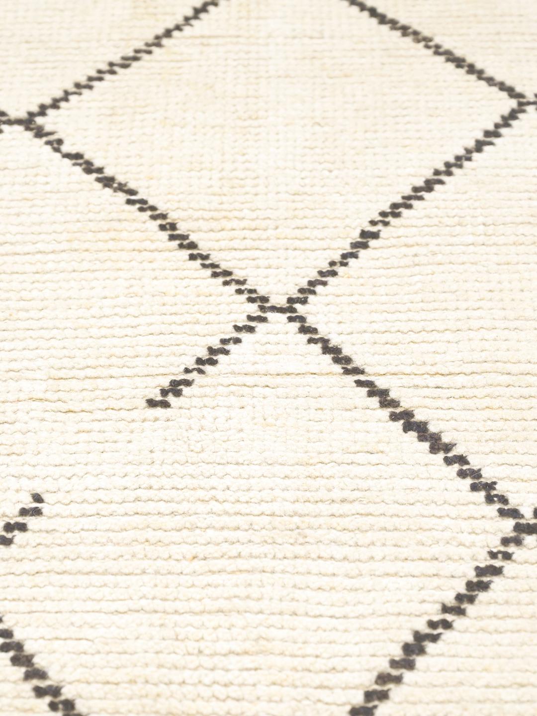 Handgeknoopt Berber Stijl wollen vloerkleed in beige en donkergrijs
