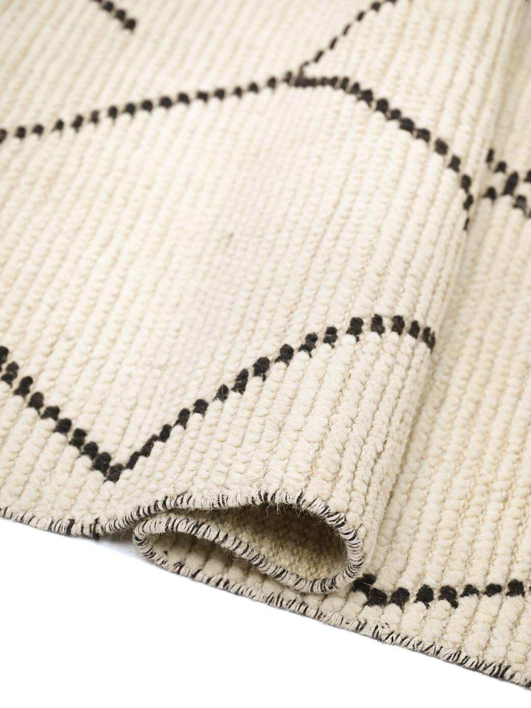 Handgeknoopt Berber Stijl wollen vloerkleed in beige en donkergrijs