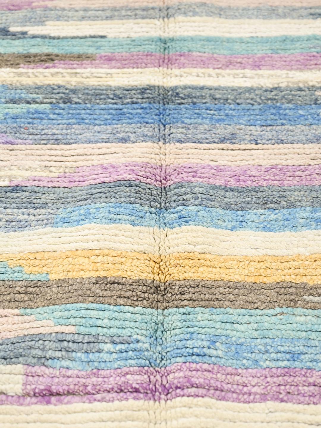 Tapis multicolore en laine noué main d'Afghanistan avec motif rayé