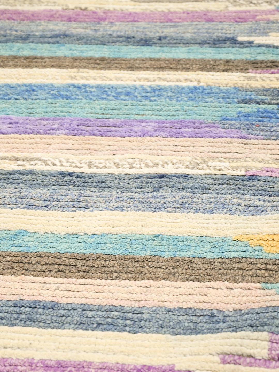Tapis multicolore en laine noué main d'Afghanistan avec motif rayé