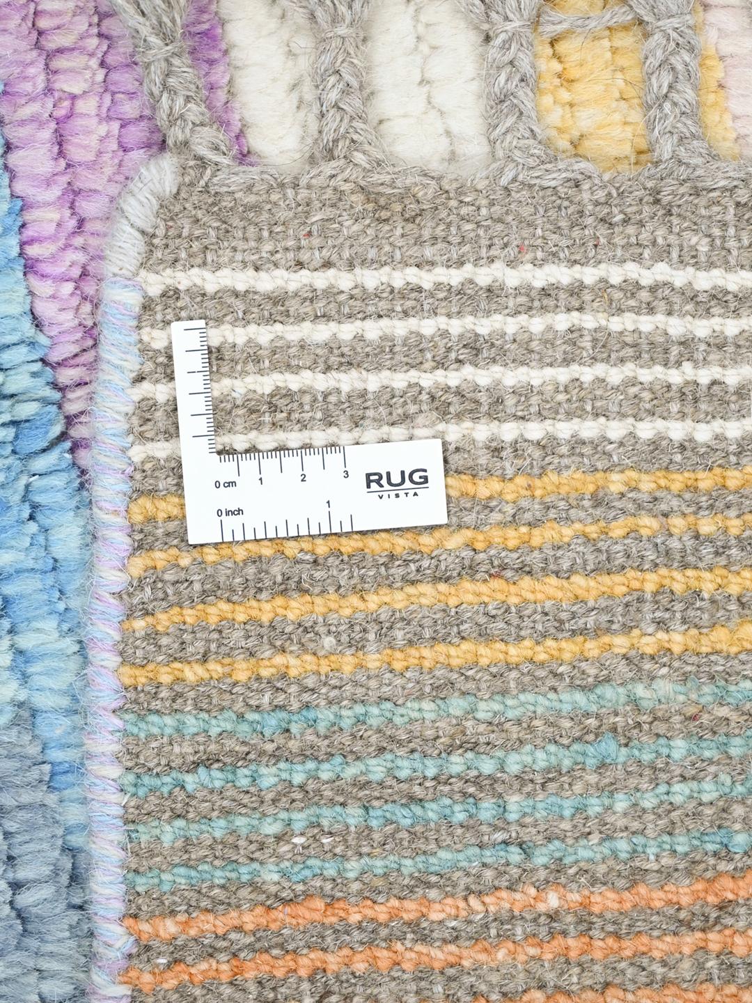 Tapis multicolore en laine noué main d'Afghanistan avec motif rayé