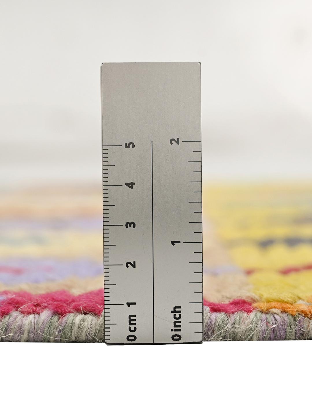 Tapis de couloir en laine multicolore noué à la main en Afghanistan avec des motifs géométriques de losanges