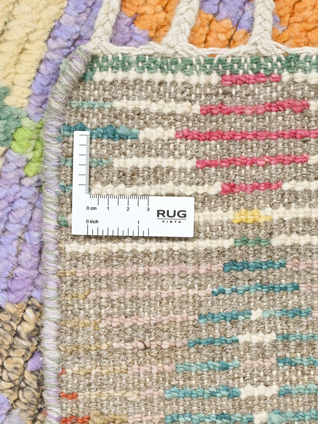 Tapis de couloir en laine multicolore noué à la main en Afghanistan avec des motifs géométriques de losanges
