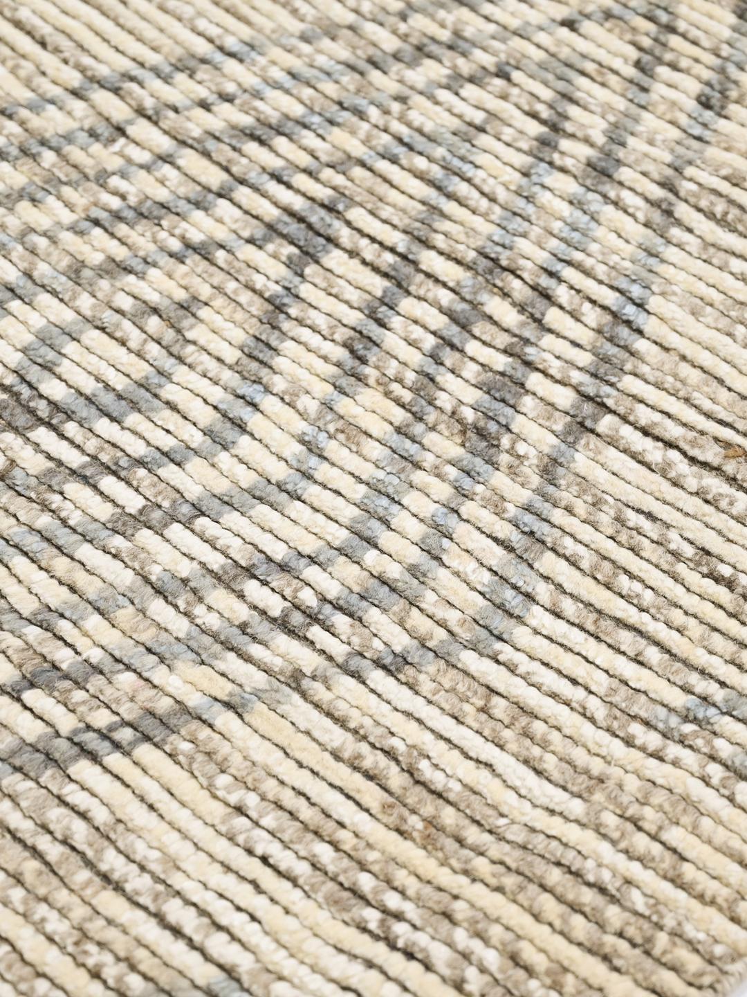 Hand-knotted Berber style runner rug in beige and grey wool