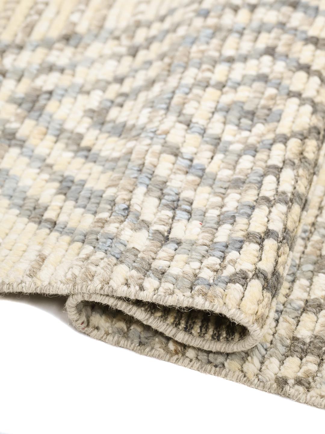 Hand-knotted Berber style runner rug in beige and grey wool