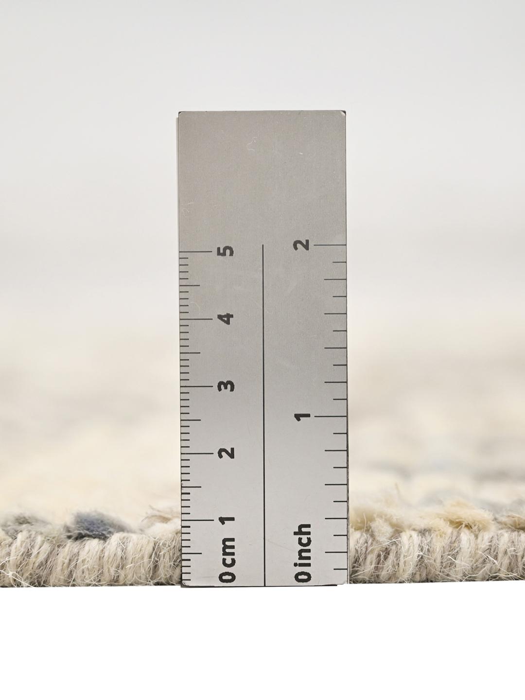 Hand-knotted Berber style runner rug in beige and grey wool