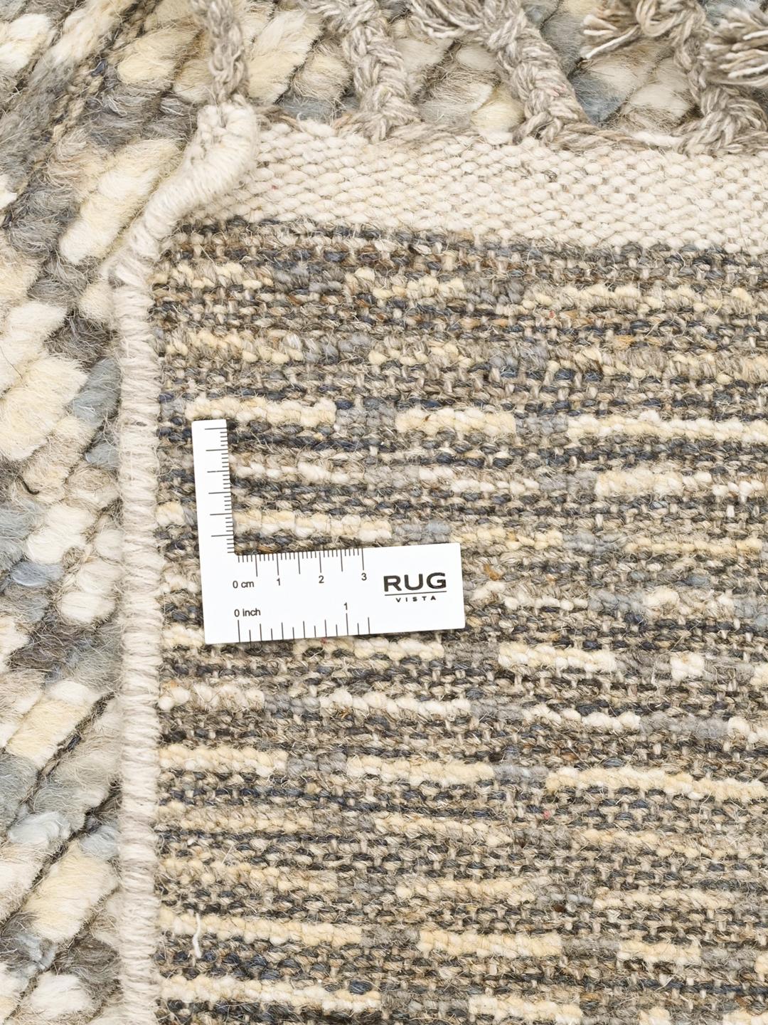 Hand-knotted Berber style runner rug in beige and grey wool
