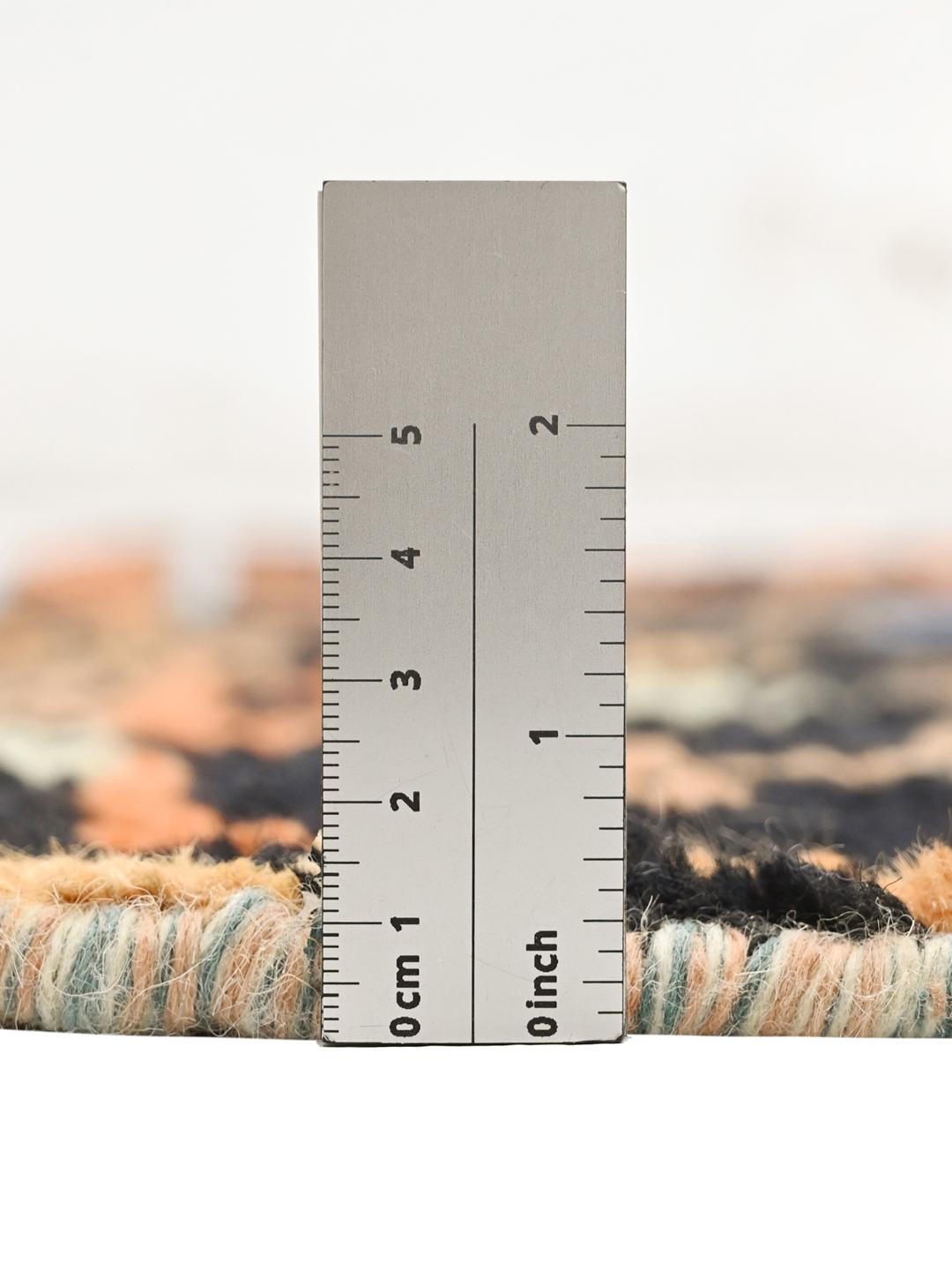 Handgeknoopt rond Berber Colourful vloerkleed in veelkleurige en zwarte wol