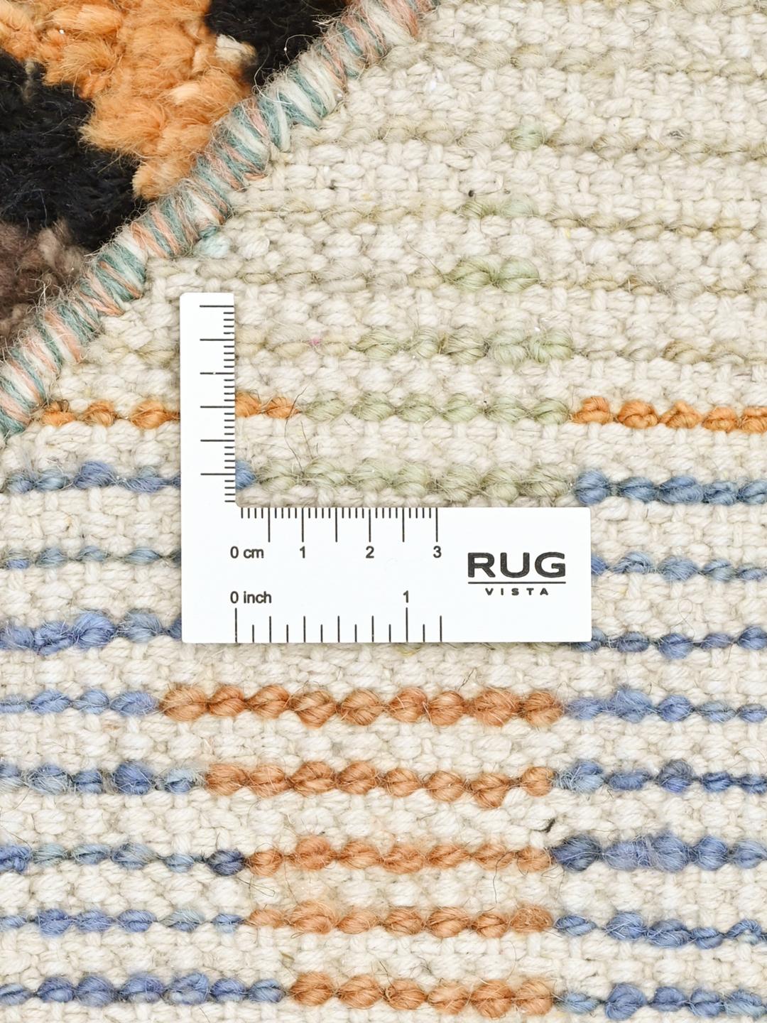 Handgeknoopt rond Berber Colourful vloerkleed in veelkleurige en zwarte wol