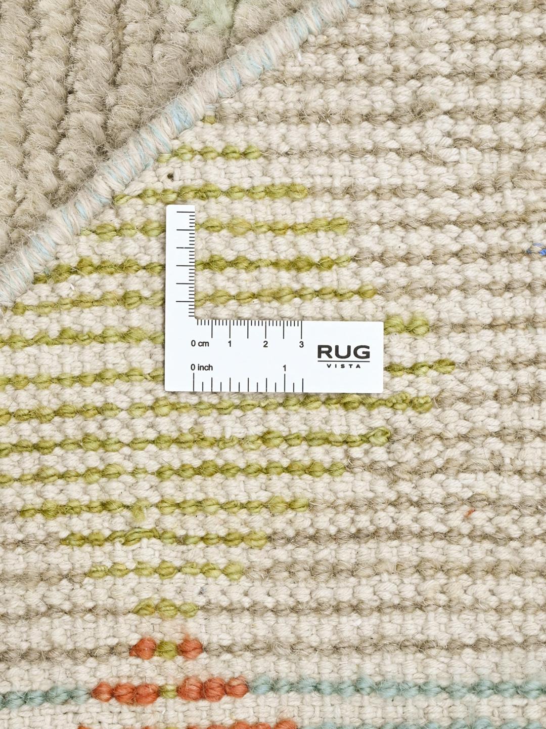 Håndknyttet rundt Berber-uld tæppe fra Afghanistan i beige og multifarvet