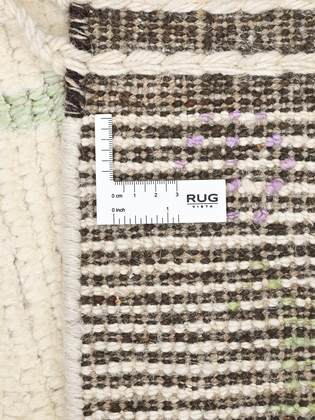 Hand-knotted Afghan wool rug in beige with pastel tribal patterns
