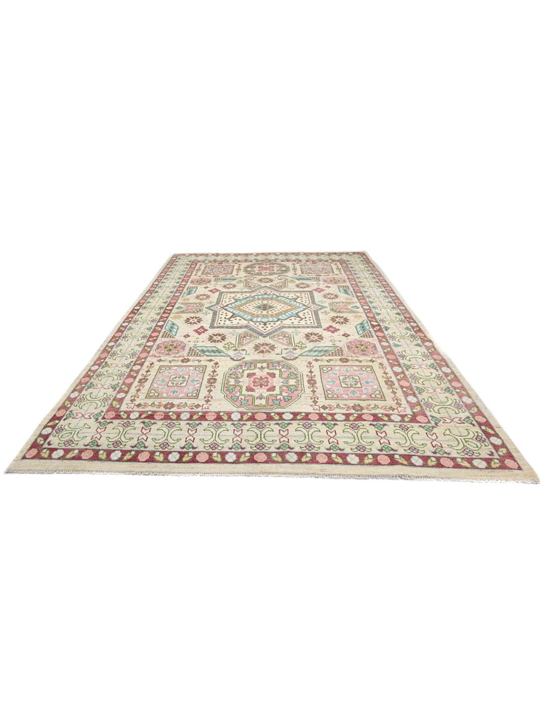 Handgeknoopt Mamluk-tapijt uit Afghanistan in beige en meerkleurig