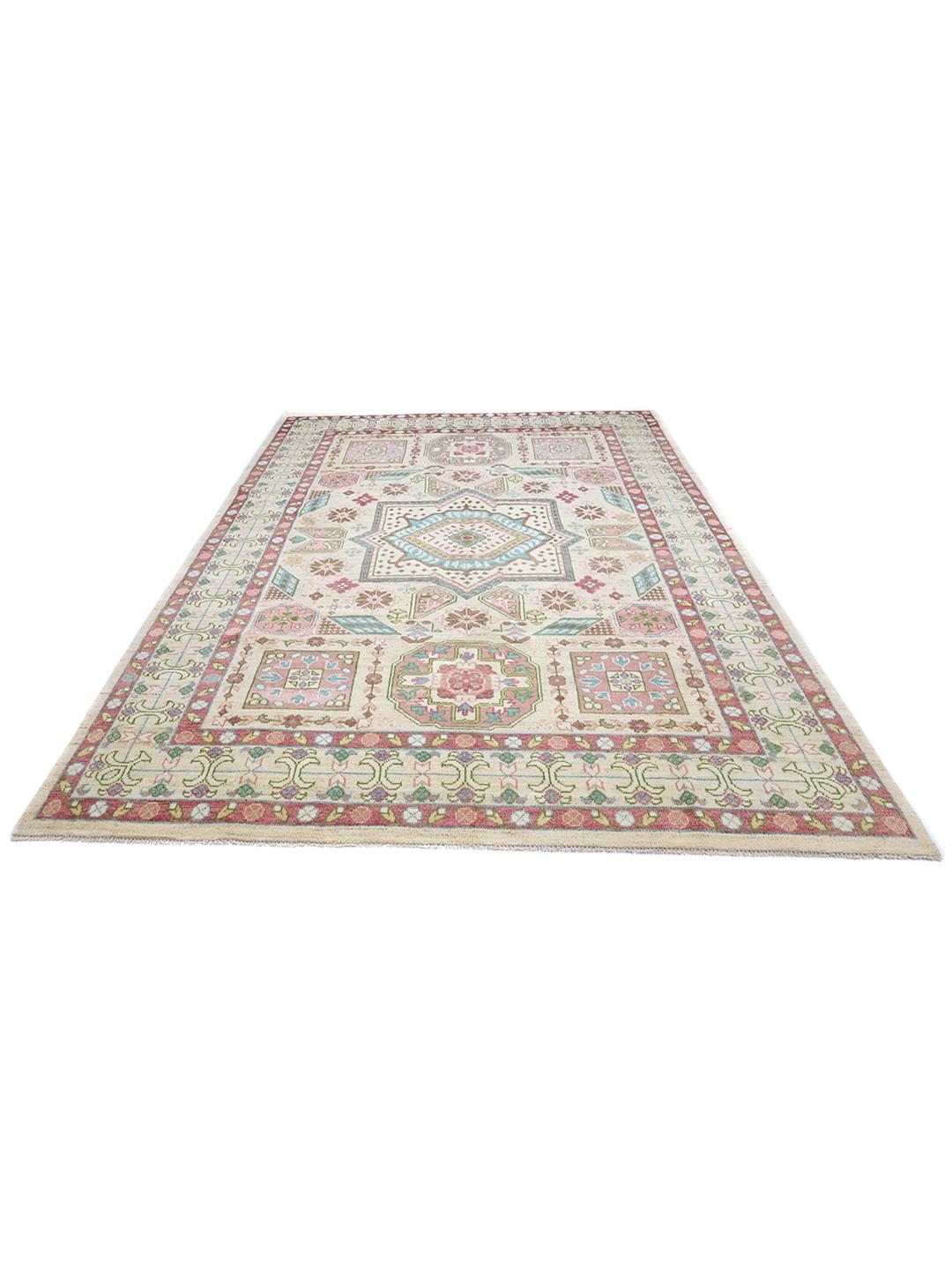 Handgeknoopt Mamluk-tapijt uit Afghanistan in beige en meerkleurig