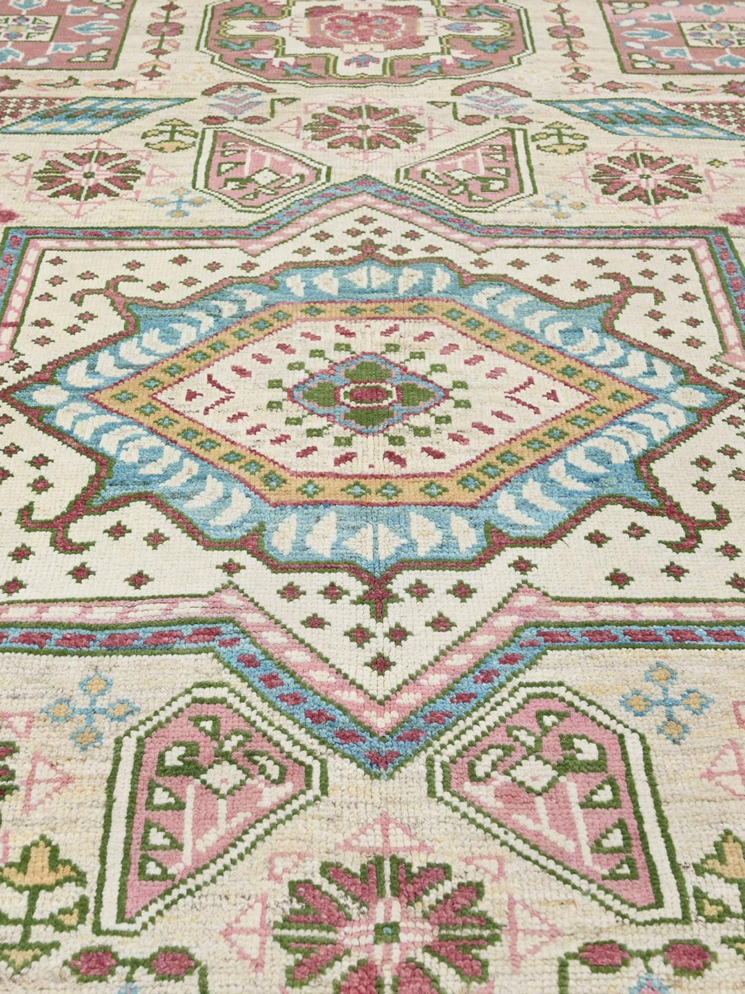 Handgeknoopt Mamluk-tapijt uit Afghanistan in beige en meerkleurig